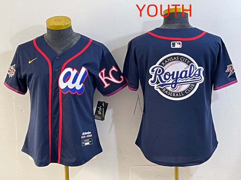 Youth 2025 Kansas City Royals Blank Drak Blue All star Nike MLB Jersey style 03->youth mlb jersey->Youth Jersey